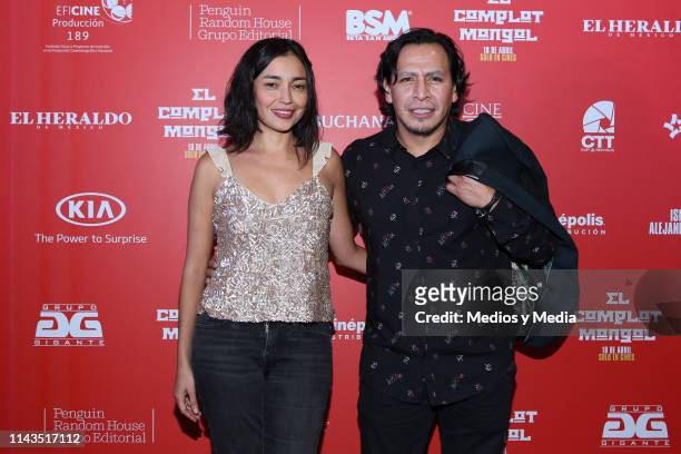 Gerardo Taracena and Iazua larios pose for photos at the red carpet prior the premiere of the film 'Complot Mongol' at Cinepolis Diana on April 17,...