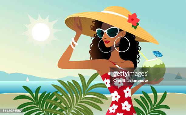 vacation on the seaside - hat stock illustrations