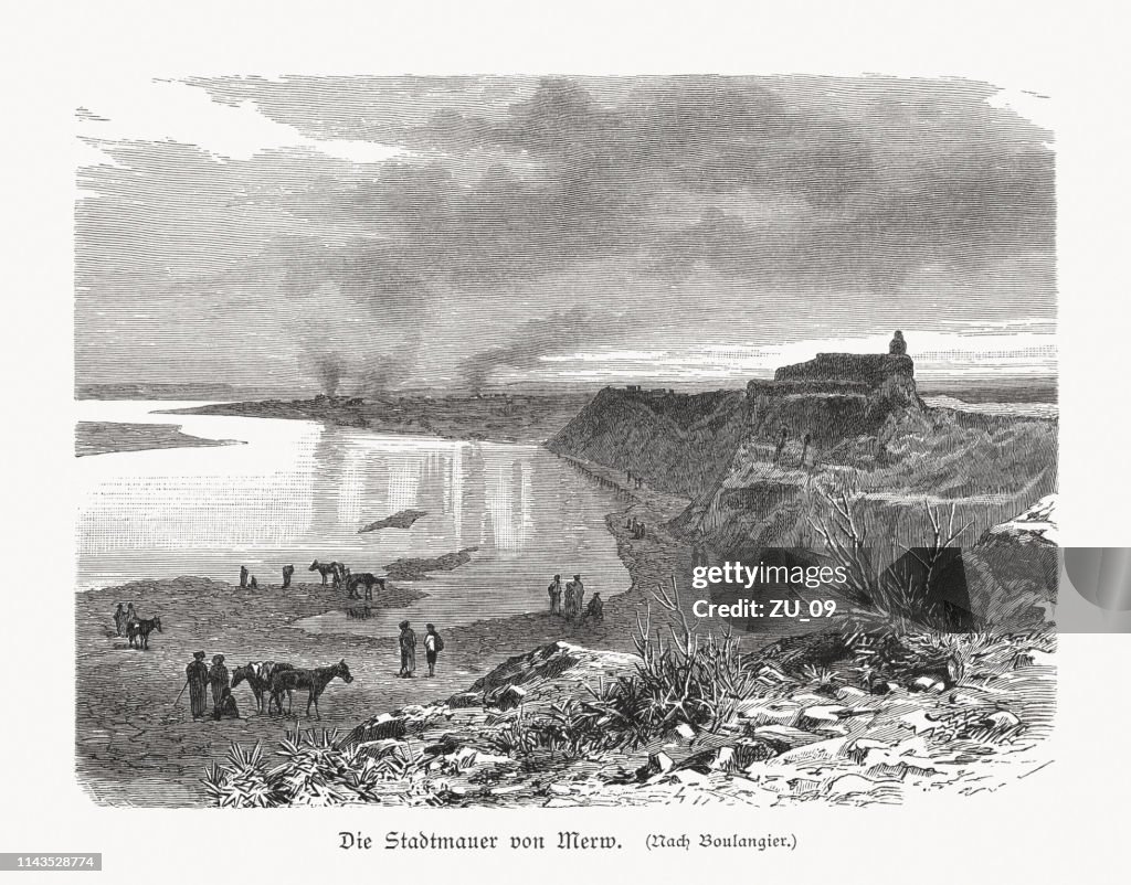 Ruins of Merv (Central Asia), wood engraving, published in 1897