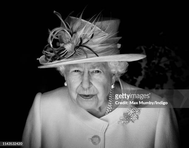Queen Elizabeth II attends the traditional Royal Maundy Service at St George's Chapel on April 18, 2019 in Windsor, England. During the service The...