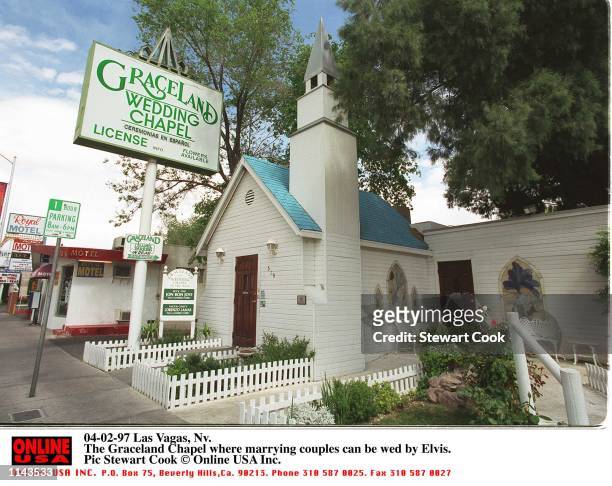 Las Vegas, Nv. The Graceland Chapel where young couples can be wed by Elvis.
