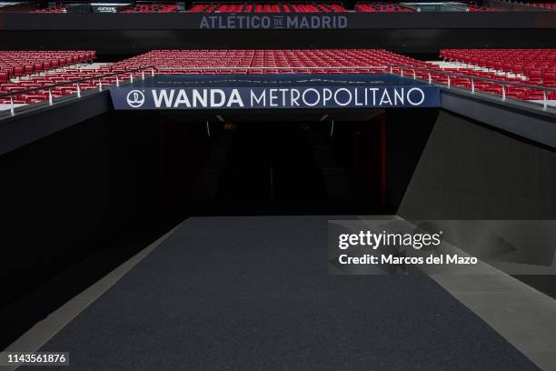 Tunnel in Wanda Metropolitano stadium during an open doors media day ahead of the 2019 UEFA Champions League Final. The final match will be played at...