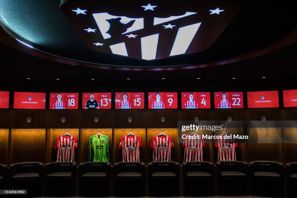 Atletico de Madrid's lockers room in Wanda Metropolitano...