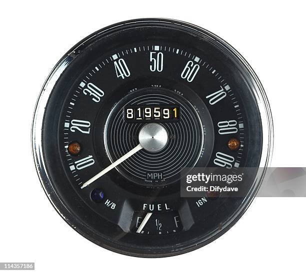 vintage car speedometer from 1960s classic - speedometer stock pictures, royalty-free photos & images