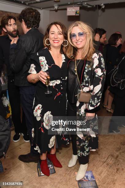 Arabella Weir and Tracy-Ann Oberman attend the press night performance of "The Last Temptation Of Boris Johnson" at The Park Theatre on May 13, 2019...