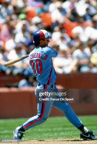 Mike Fitzgerald of the Montreal Expos bats against the San Francisco ...