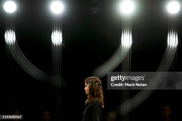 Model rehearses ahead of the We Are Kindred show at Mercedes-Benz Fashion Week Resort 20 Collections at Carriageworks on May 14, 2019 in Sydney,...