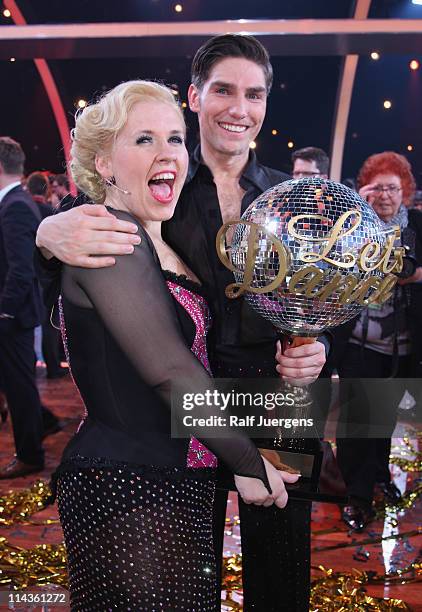 Maite Kelly and Christian Polanc pose after wining the final of the 'Let's Dance' TV show at Coloneum on May 18, 2011 in Cologne, Germany.