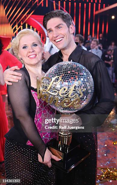 Maite Kelly and Christian Polanc pose after wining the final of the 'Let's Dance' TV show at Coloneum on May 18, 2011 in Cologne, Germany.