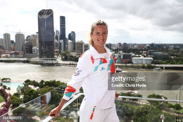 Victoria Azarenka of Belarus poses during Official Fed Cup draw for the Fed Cup World Group Semi Final Australia v Belarus media opportunity at at...