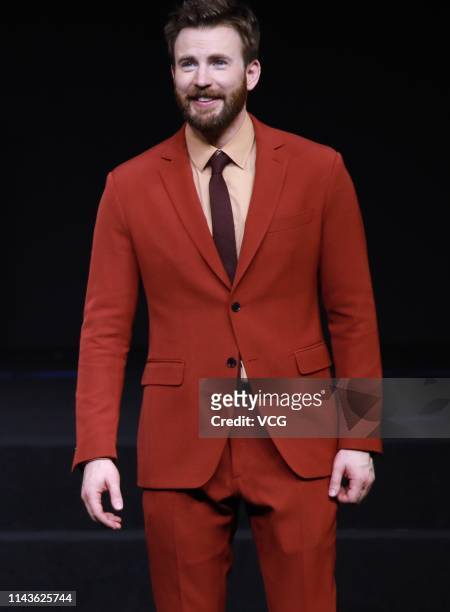 Actor Chris Evans attends 'Avengers: Endgame' premiere at Shanghai Oriental Sports Center on April 18, 2019 in Shanghai, China.