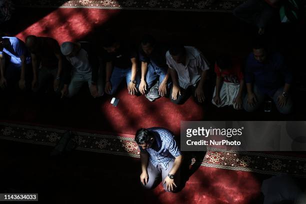 Indonesian Muslims prays inside a mosque during the holy fasting month of Ramadan at a mosque in Jakarta, Indonesia on May 14, 2019.
