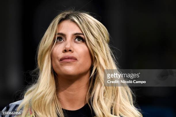 Wanda Nara, wife and football agent of Mauro Icardi, looks on prior to the Serie A football match between FC Internazionale and AC ChievoVerona. FC...