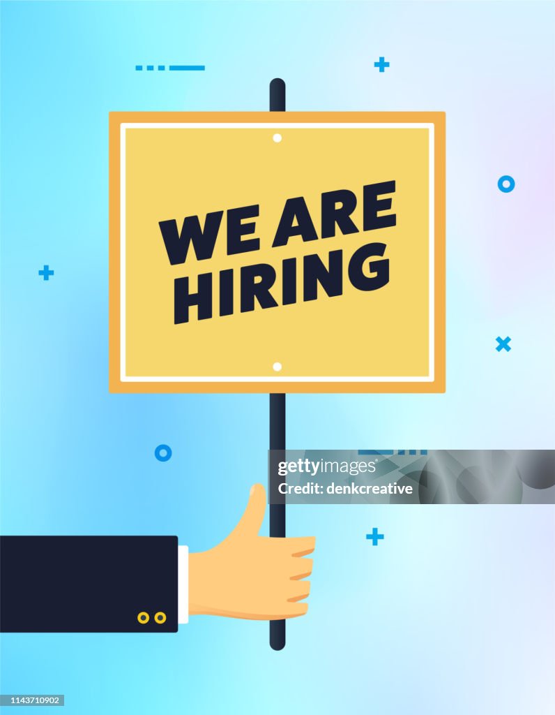 Hand Holding We Are Hiring Banner Sign