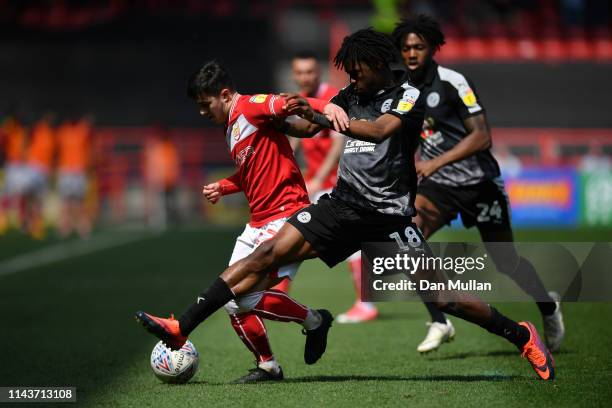 Liam Walsh of Bristol CLee Camp of Birmingham City battles for possession with Ovie Ejaria of Reading during the Sky Bet Championship match between...