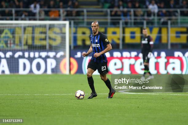 Joao Miranda of FC Internazionale in action during the Serie A match between FC Internazionale and Ac Chievo Verona. Fc Internazionale wins 2-0 over...