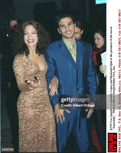 Los Angeles, CA Jennifer Lopez and husband Ojani Noa at the premiere of the new movie "Anaconda"