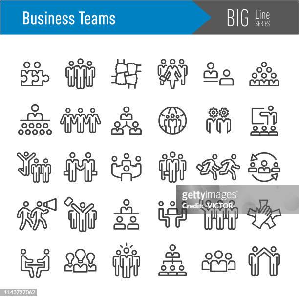 business teams icons-big line series - participant stock-grafiken, -clipart, -cartoons und -symbole