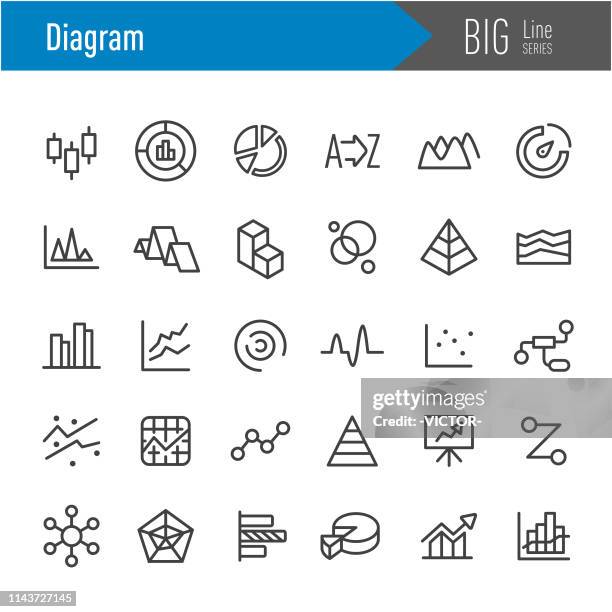 diagramm icons-big line series - identification chart stock-grafiken, -clipart, -cartoons und -symbole