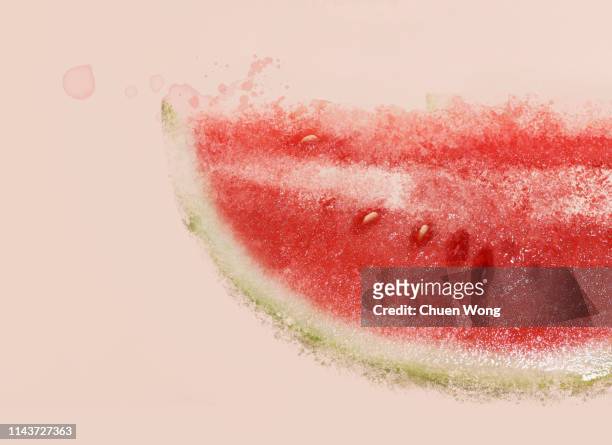 watermelon explosion into particle - exploding watermelon stock pictures, royalty-free photos & images