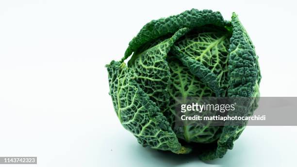 isolated  savoy cabbage - broccoli on white stockfoto's en -beelden