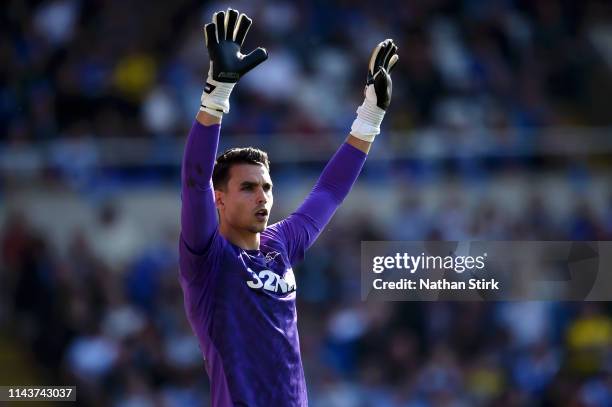 Kelle Roos of Derby County reacts during the Sky Bet Championship match between Birmingham City and Derby County at St Andrew's Trillion Trophy...