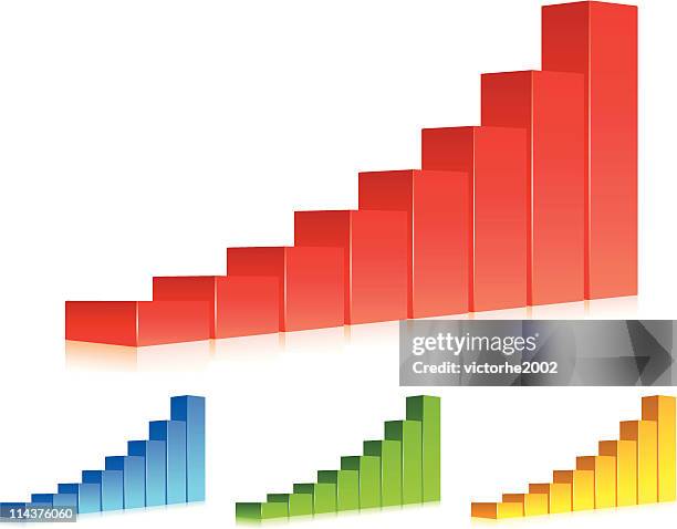 3d color bar graph - going up - bar chart vector stock illustrations