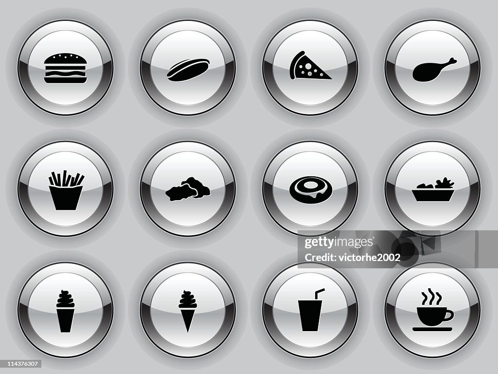 Cold Black Button Style - Fast Food Icons
