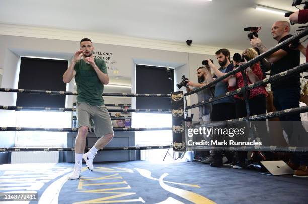 Josh Taylor of Scotland during a Media Work out ahead of the Muhammad Ali Trophy Semi-Finals - World Boxing Super Series Fight Night at MTK Global...