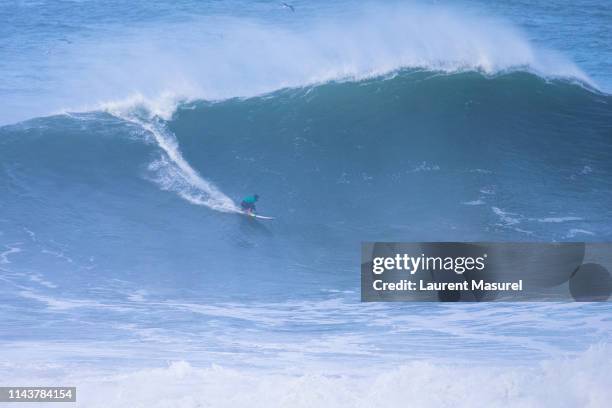 Hugo Vau of Portugal didn't advance to the Semifinal 2018 Nazar√© Challenge after placing fifth in Round One Heat 1at Nazar√©, Leiria,Portugal.