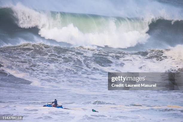 Hugo Vau of Portugal didn't advance to the Semifinal 2018 Nazar√© Challenge after placing fifth in Round One Heat 1at Nazar√©, Leiria,Portugal.