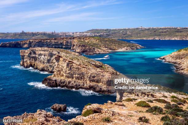 gozo from comino, malta - gozo malta stock pictures, royalty-free photos & images