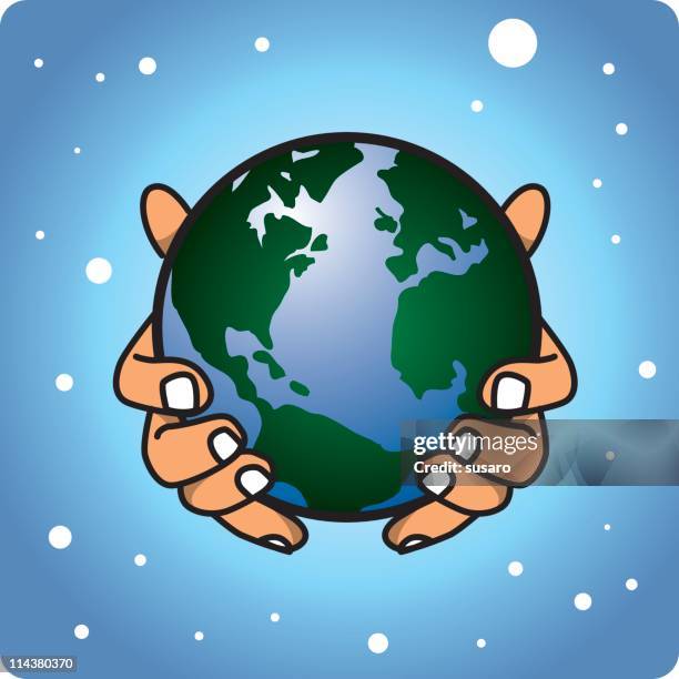 in your hand - save the earth vector stock illustrations