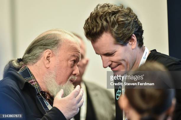 David Chaum and Tyler Winklevoss attend Consensus 2019 at the Hilton Midtown on May 13, 2019 in New York City.