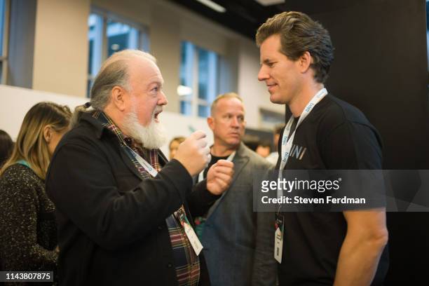 David Chaum and Tyler Winklevoss attend Consensus 2019 at the Hilton Midtown on May 13, 2019 in New York City.