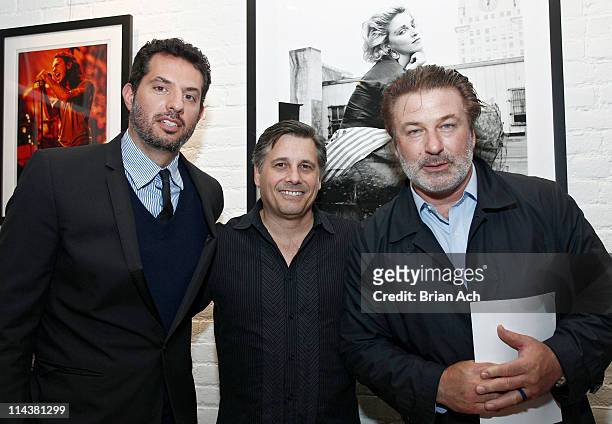 Guy Oseary, founder of Rock Paper Photo, photographer Kevin Mazur, and actor Alec Baldwin attend the launch of RockPaperPhoto.com at Private...