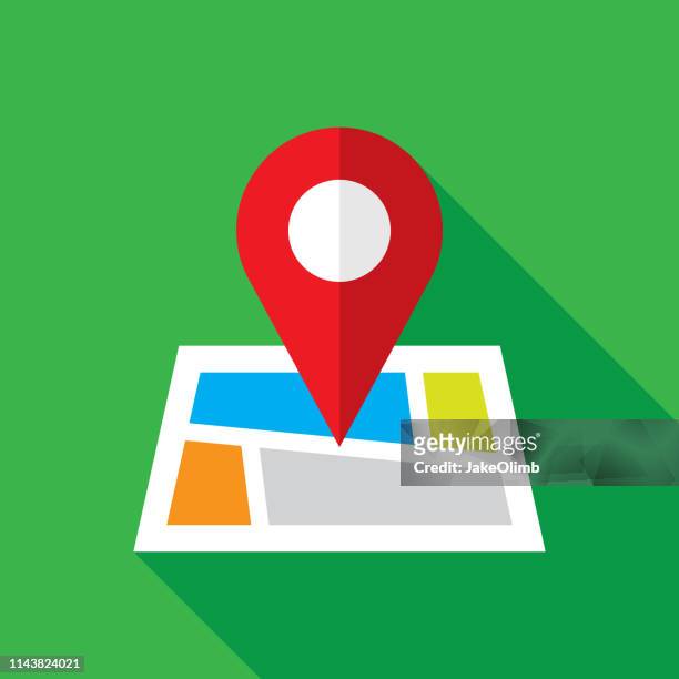 ilustraciones, imágenes clip art, dibujos animados e iconos de stock de mapa ubicación icono flat - distance marker