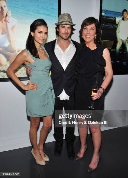 Nina Dobrev, actor Ian Somerhalder and President of La Mer Maureen Case attend World Ocean Day 2011 celebrated by La Mer and Oceana at Affirmation...