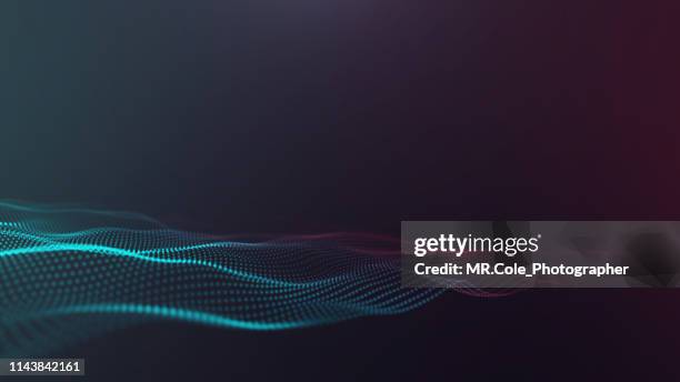 illustration of wave particles futuristic digital abstract background for science and technolog - cyberspace grid stock pictures, royalty-free photos & images