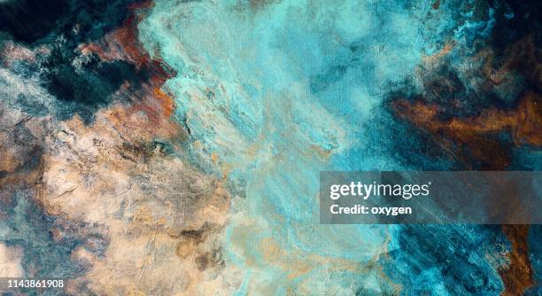 abstract aqua texture background on canvas - palet stockfoto's en -beelden