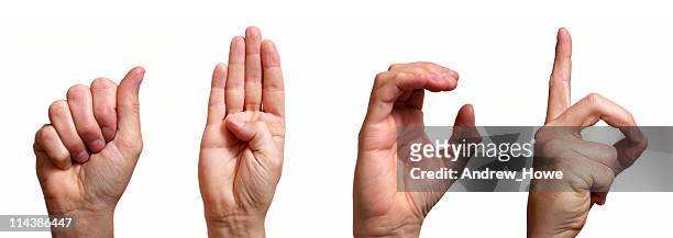 abcd in sign language - gebarentaal stockfoto's en -beelden