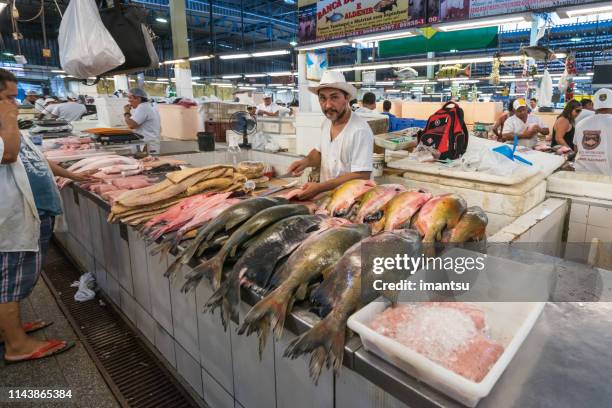 mercado de pescado en manaus, brasil - manaus market fotografías e imágenes de stock