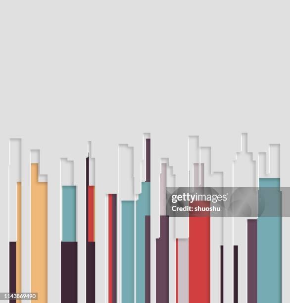 3d papercutting style modern abstract city building pattern background - abstract 3d rendering stock illustrations