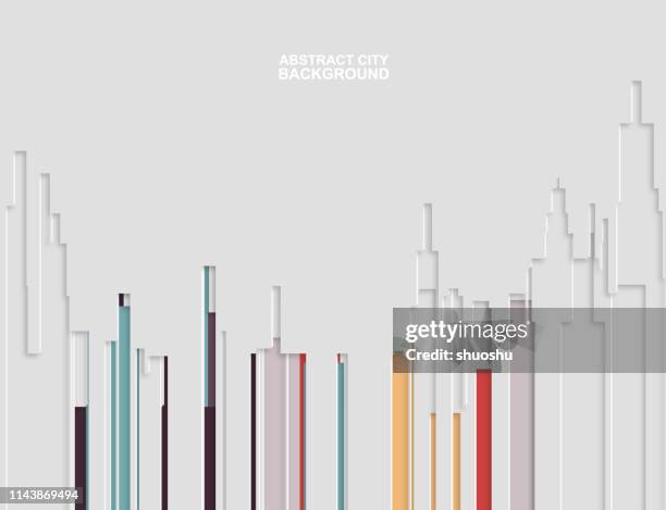illustrations, cliparts, dessins animés et icônes de papier coupe style couleur moderne ville bâtiment motif fond - paper cut