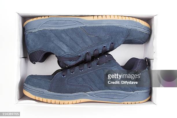 new blue shoes - suède schoen stockfoto's en -beelden