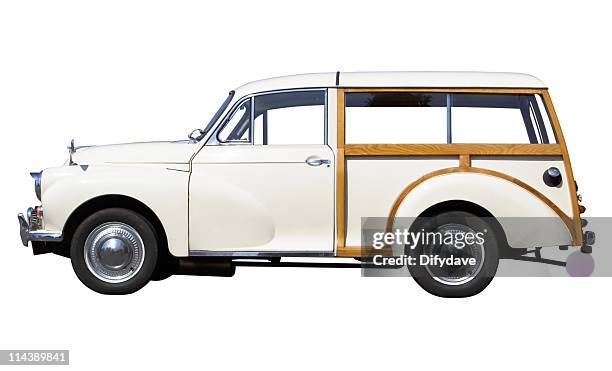 classic estate car - car white background stock pictures, royalty-free photos & images