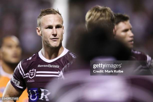 Daly Cherry-Evans of the Sea Eagles shows his frustration after a Dragons try during the round 6 NRL match between the Dragons and the Sea Eagles at...