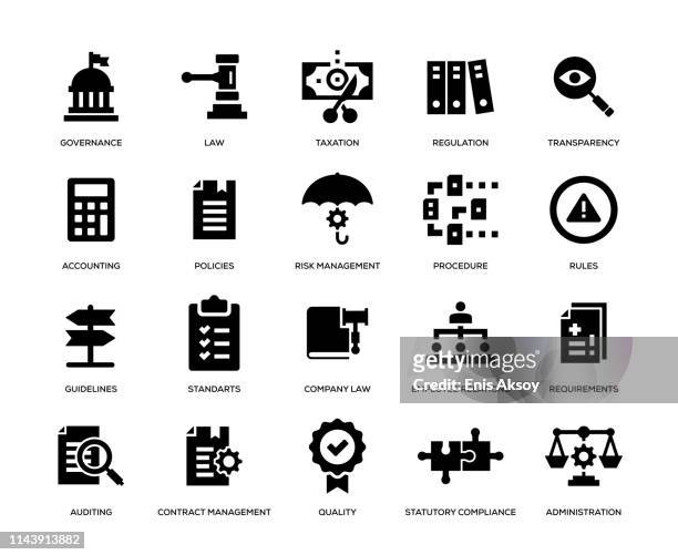 compliance icon set - conformity stock illustrations