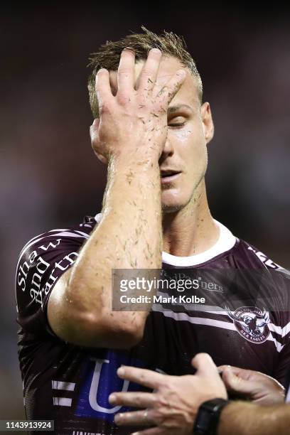 Daly Cherry-Evans of the Sea Eagles looks dejected during the round 6 NRL match between the Dragons and the Sea Eagles at WIN Stadium on April 20,...