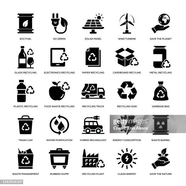 recyling icon set - recycling symbol stock illustrations